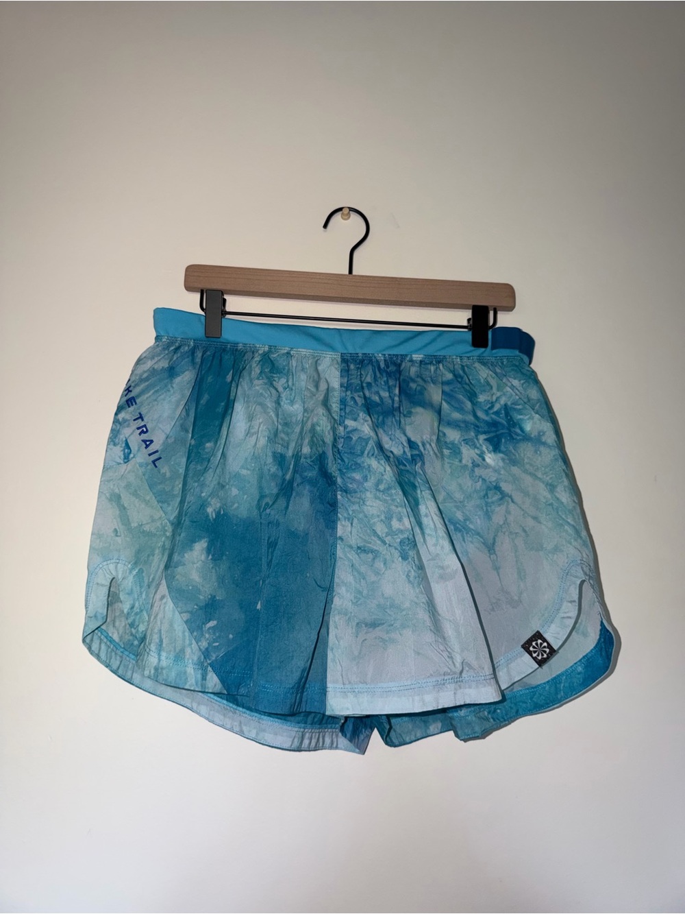 Nike Blue Turquoise Marble/Tie-Dye Print Athletic Shorts
